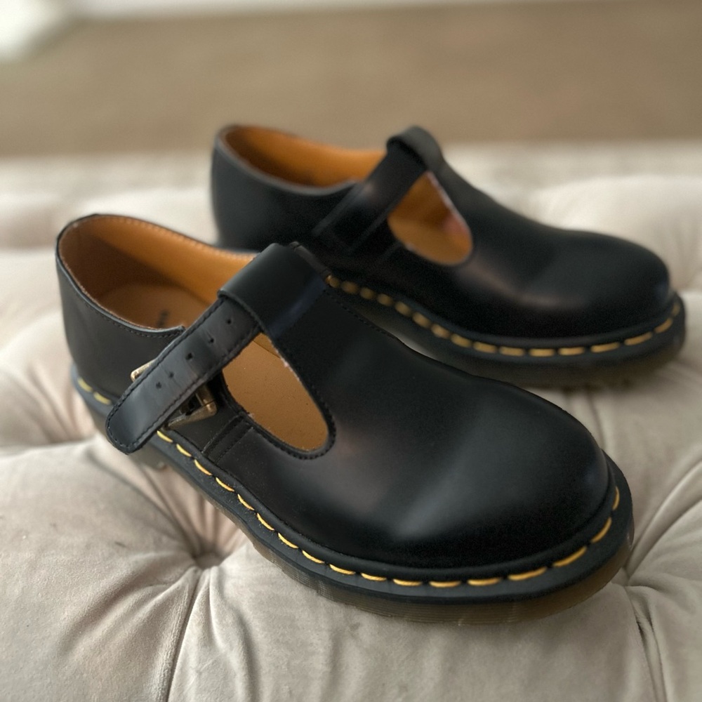 Dr. Martens Black T-Bar Leather Loafers